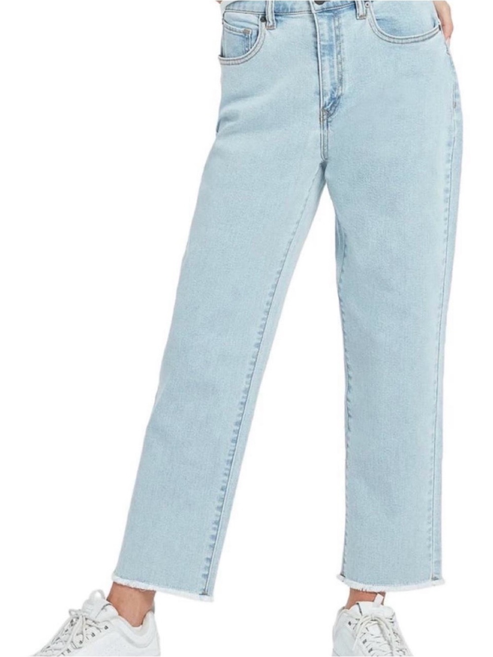 Volcom Women's High-Rise Straight Leg Jeans in Light Blue